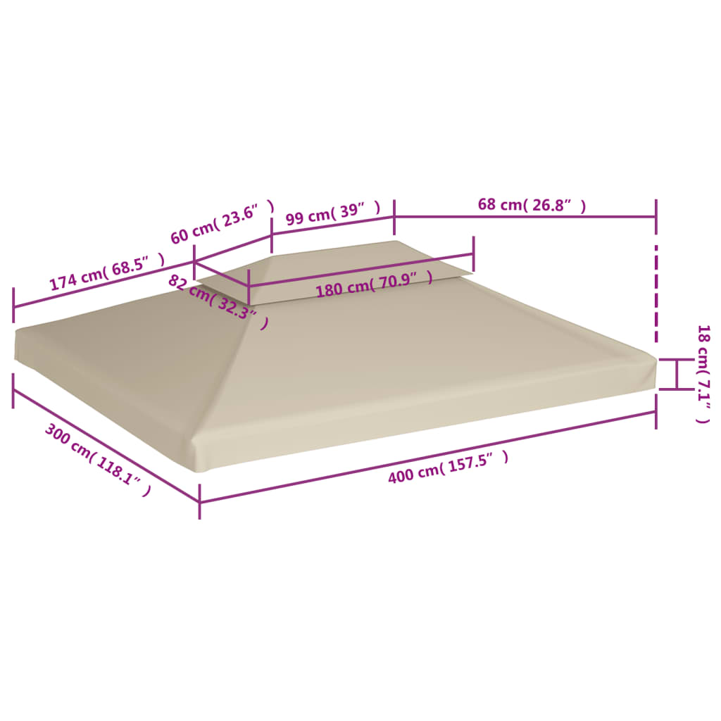 Pavillon-Dachplane Ersatzdach 310 G/M² 3×4 M