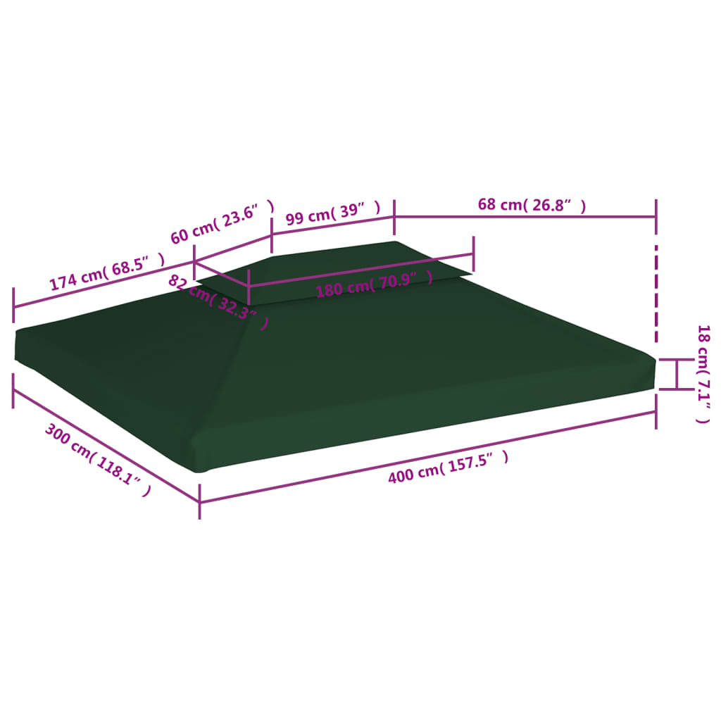 Pavillon-Dachplane Ersatzdach 310 G/M² 3X4 M