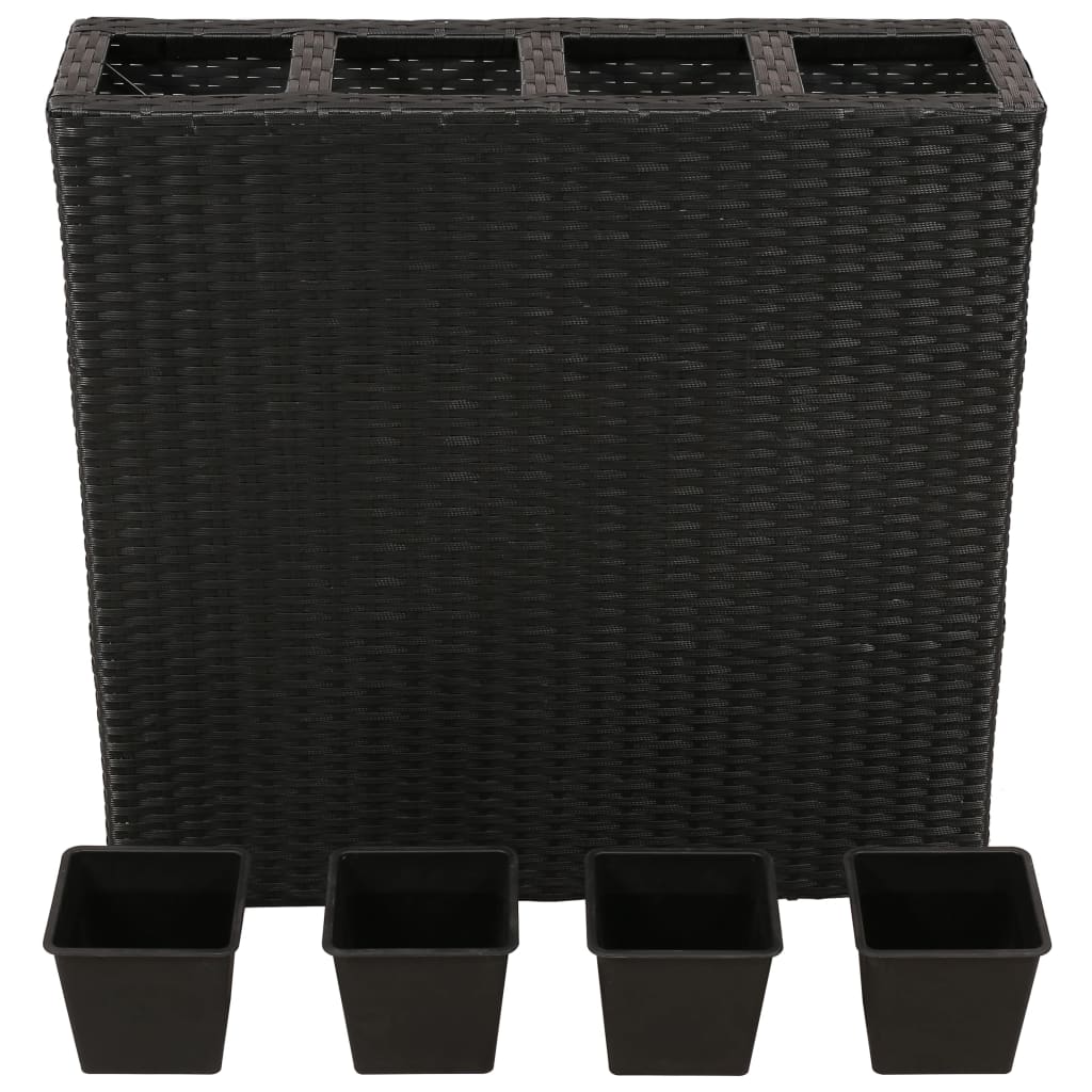 Garten-Hochbeet Mit 4 Töpfen Poly Rattan