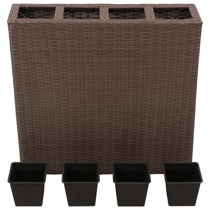 Garten-Hochbeet Mit 4 Töpfen Poly Rattan