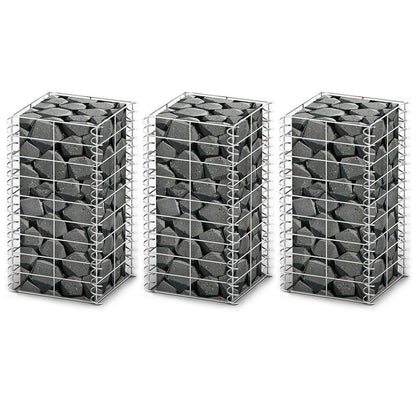 Gabionen-Set 3-Tlg. Verzinkter Draht 25×25×150 Cm