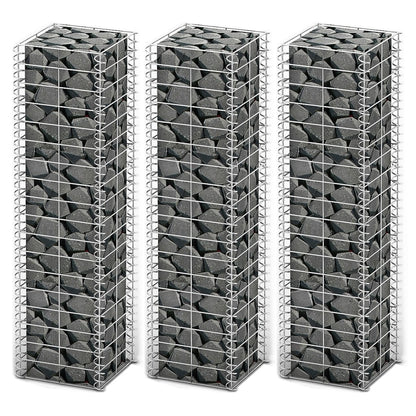 Gabionen-Set 3-Tlg. Verzinkter Draht 25×25×150 Cm