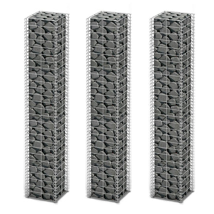 Gabionen-Set 3-Tlg. Verzinkter Draht 25×25×150 Cm