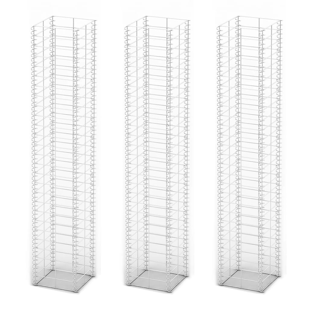 Gabionen-Set 3-Tlg. Verzinkter Draht 25×25×150 Cm