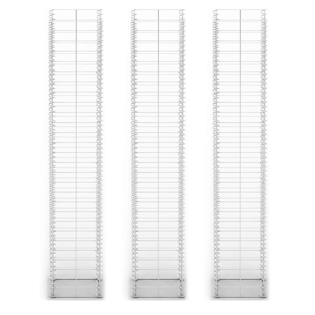 Gabionen-Set 3-Tlg. Verzinkter Draht 25×25×150 Cm