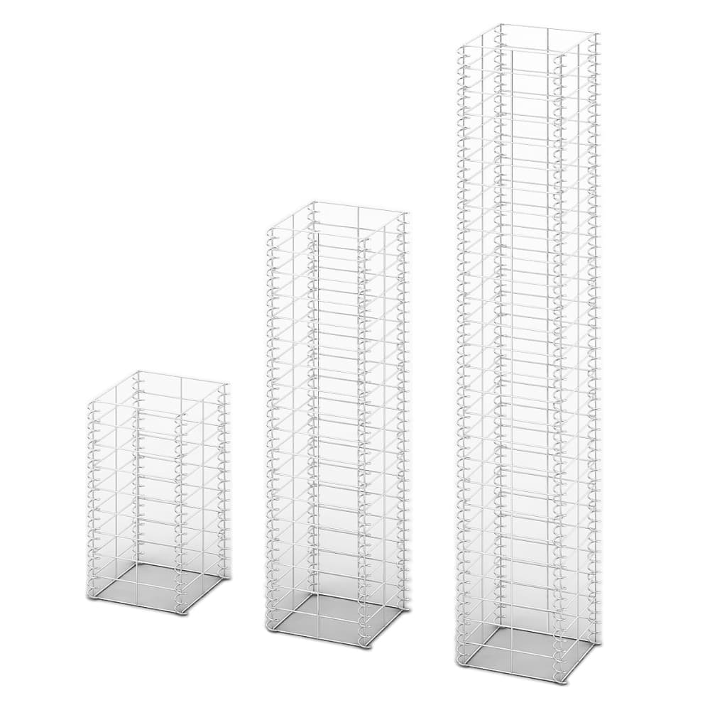 Gabionen-Set 3-Tlg. Verzinkter Draht