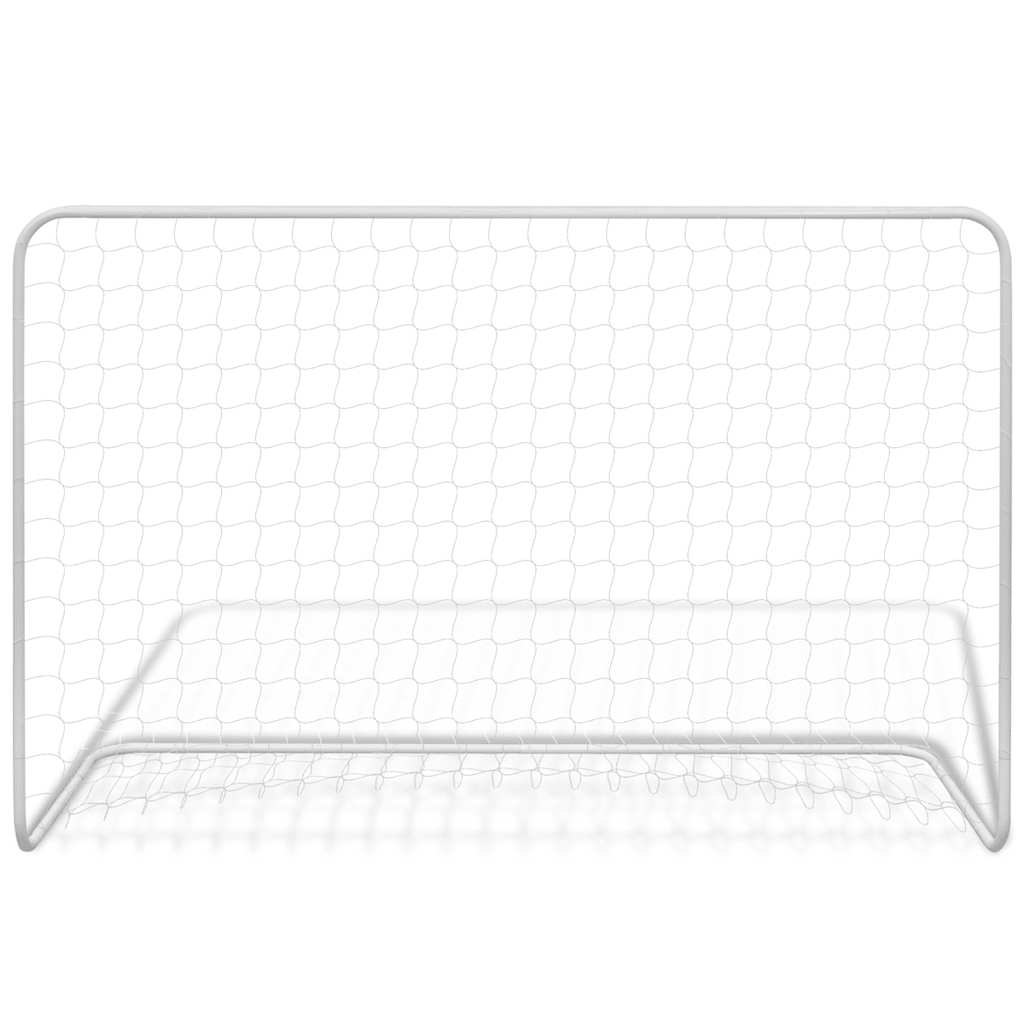Fußballtor Mit Netz 182×61×122 Cm Stahl Weiß