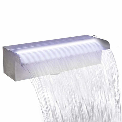 Pool-Wasserfall Fontäne Mit Leds Rechteckig Edelstahl