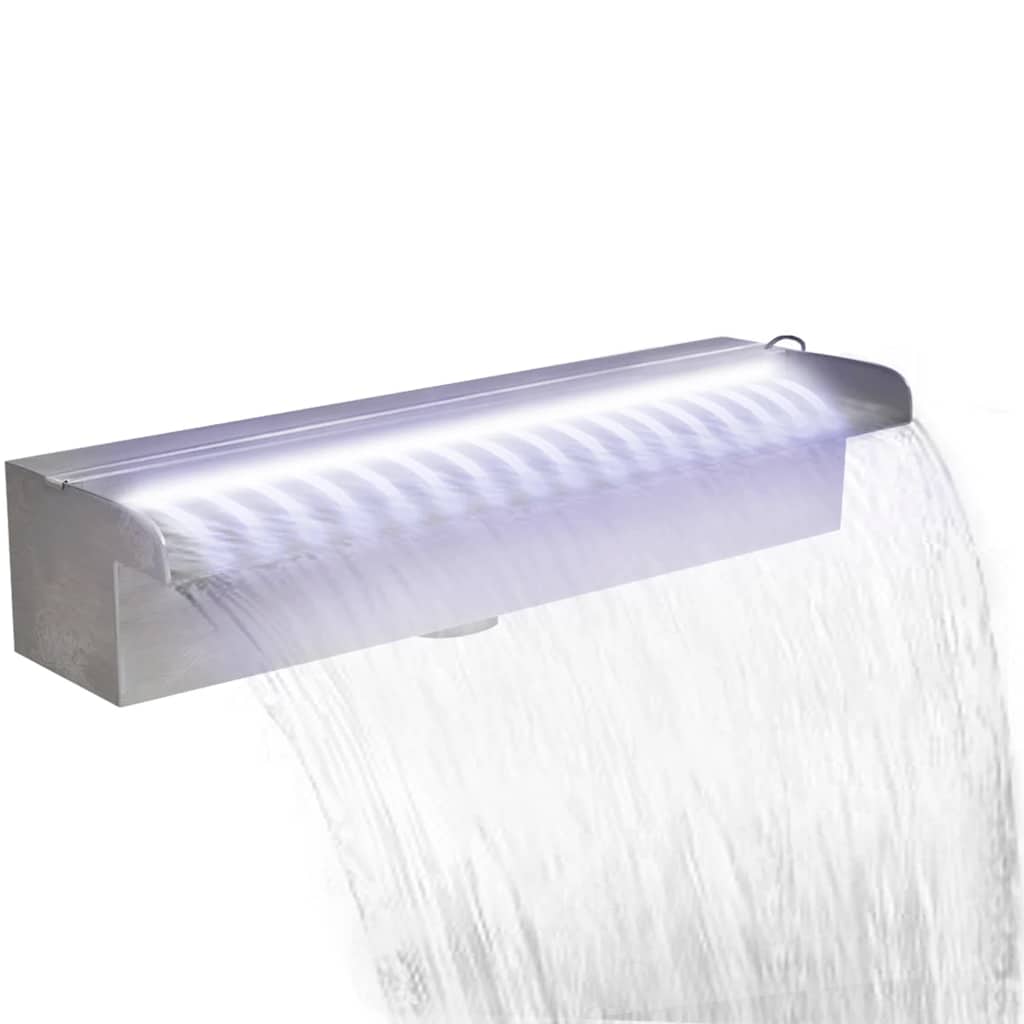 Pool-Wasserfall Fontäne Mit Leds Rechteckig Edelstahl