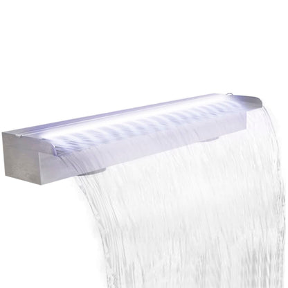 Pool-Wasserfall Fontäne Mit Leds Rechteckig Edelstahl