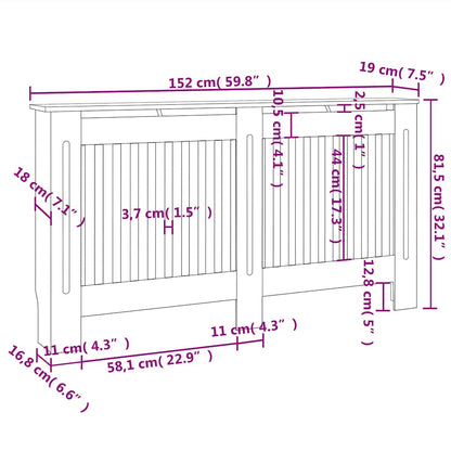 Holzwerkstoff Heizkörper-Abdeckung Heizkörperverkleidung 152 Cm,