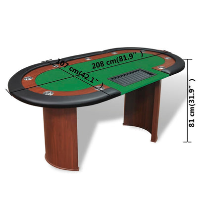 Pokertisch Für 10 Spieler Mit Dealerbereich Und Chipablage Grün