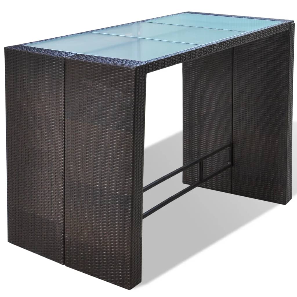 7-Tlg. Gartenbar-Set Mit Auflagen Poly Rattan
