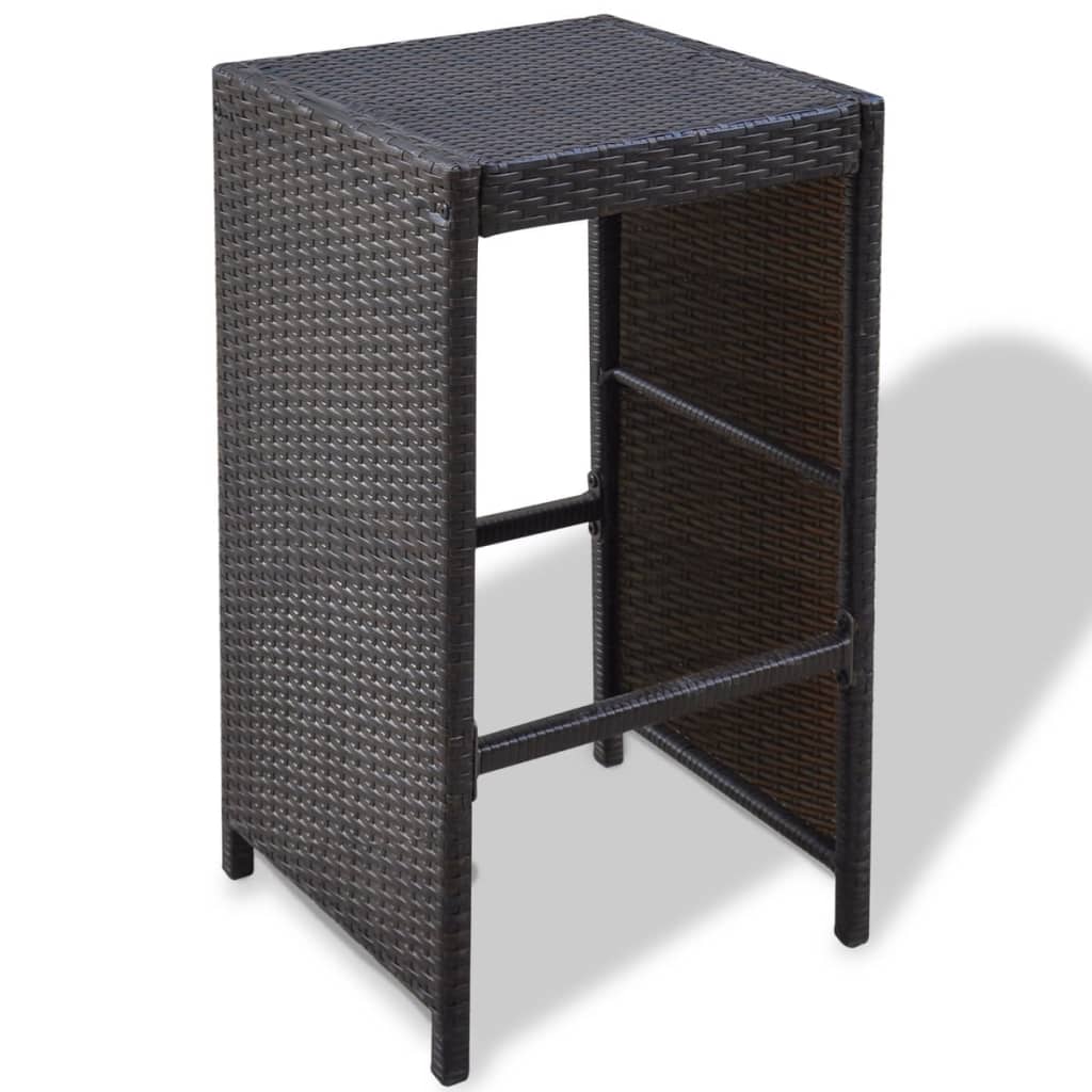 7-Tlg. Gartenbar-Set Mit Auflagen Poly Rattan