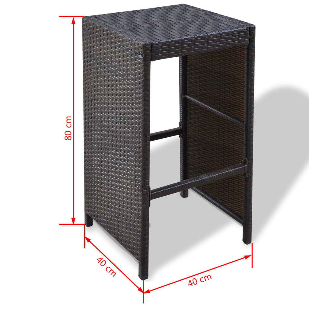 7-Tlg. Gartenbar-Set Mit Auflagen Poly Rattan