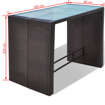 7-Tlg. Gartenbar-Set Mit Auflagen Poly Rattan