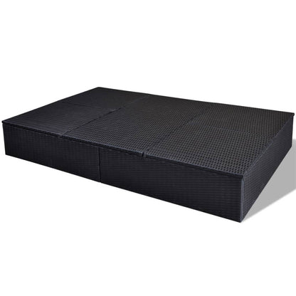 Doppel-Sonnenliege Mit Auflage Poly Rattan Schwarz