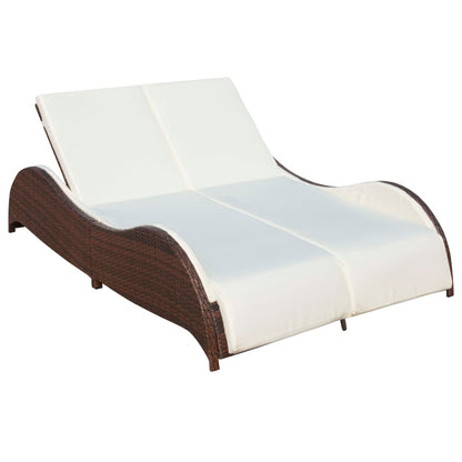Doppel-Sonnenliege Mit Auflage Poly Rattan Braun