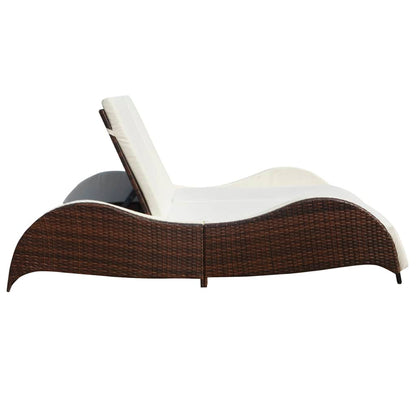Doppel-Sonnenliege Mit Auflage Poly Rattan Braun