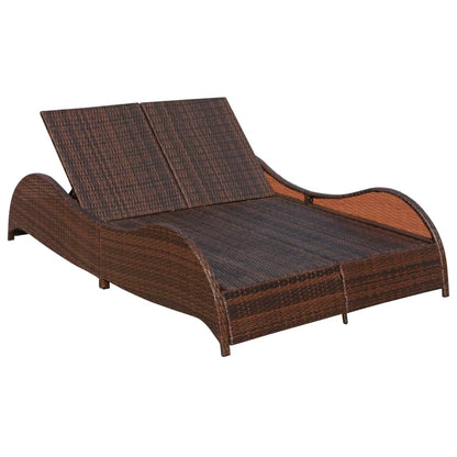 Doppel-Sonnenliege Mit Auflage Poly Rattan Braun