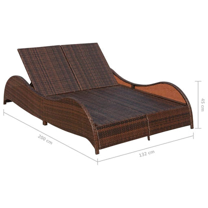 Doppel-Sonnenliege Mit Auflage Poly Rattan Braun