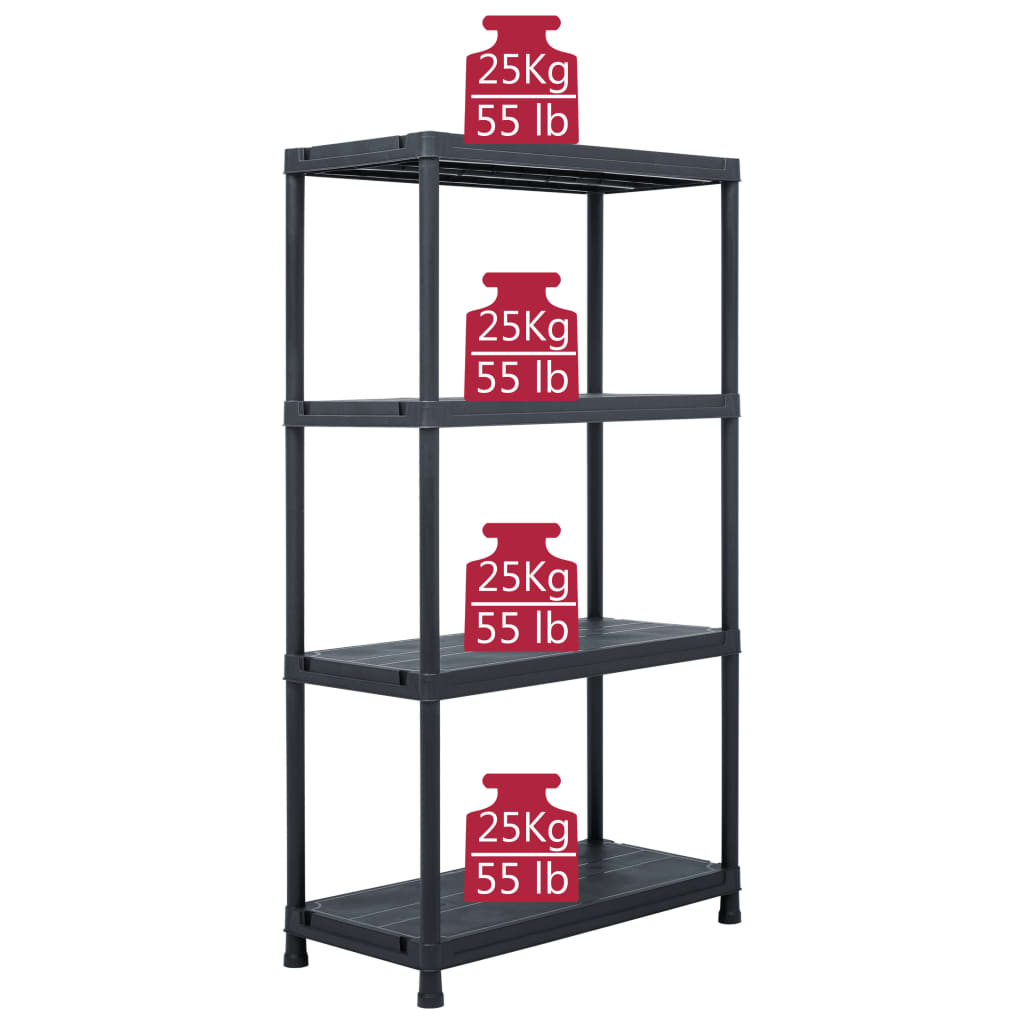 Lagerregal Schwarz 100 Kg Kunststoff