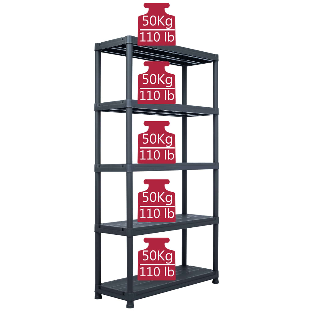 Lagerregal Schwarz 250 Kg Kunststoff