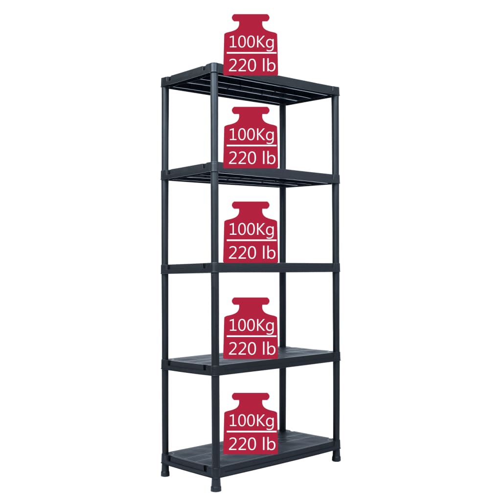 Lagerregal Schwarz 500 Kg Kunststoff