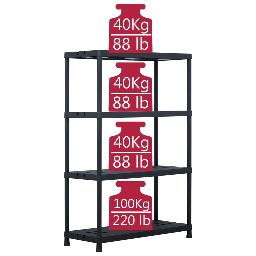 Lagerregal Schwarz 220 Kg Kunststoff