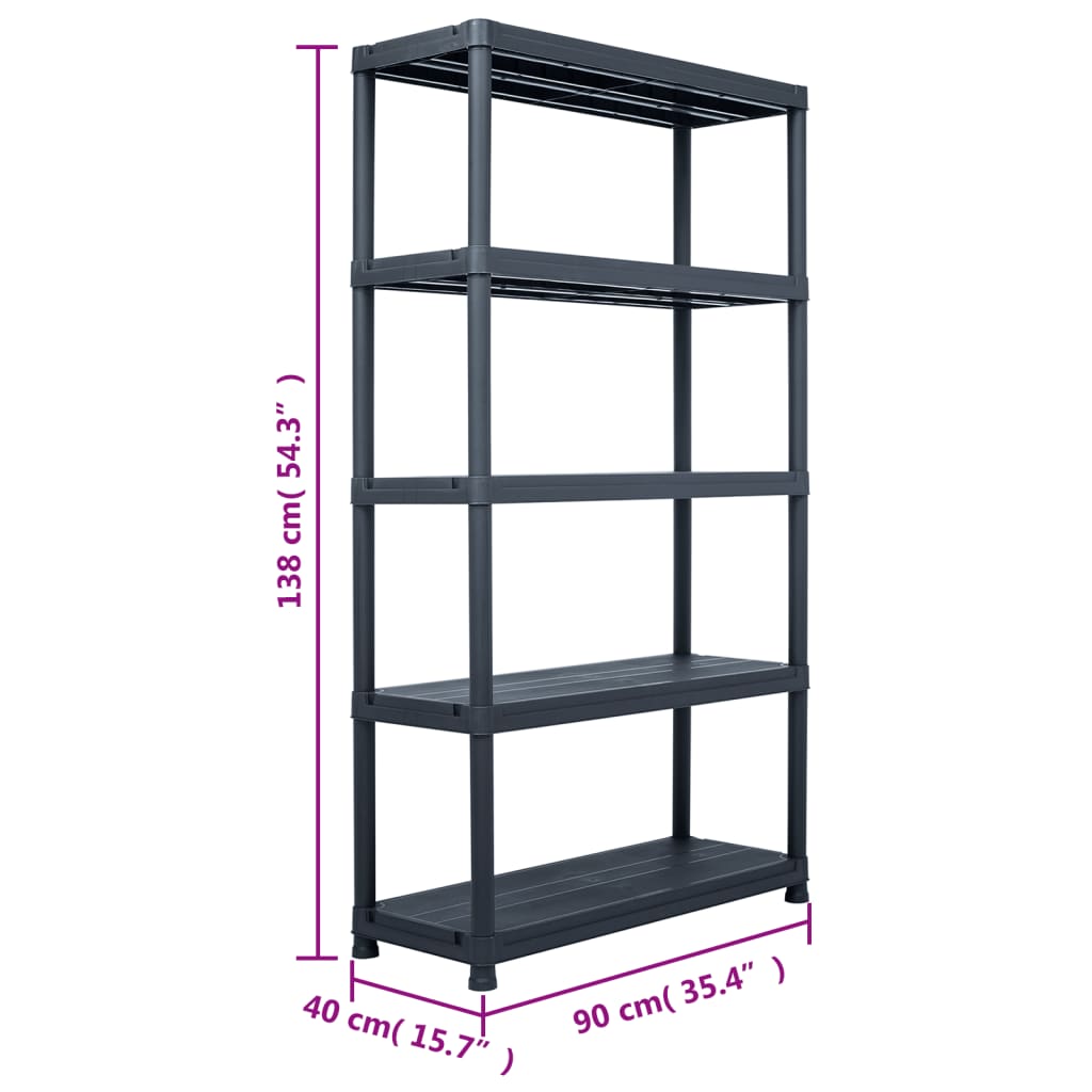 Lagerregal Schwarz 220 Kg Kunststoff