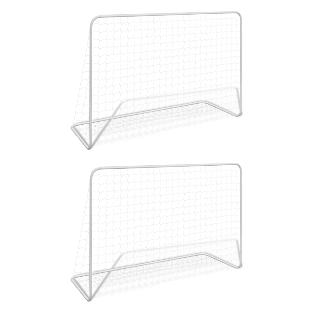 Fußballtor Mit Netz 182×61×122 Cm Stahl Weiß