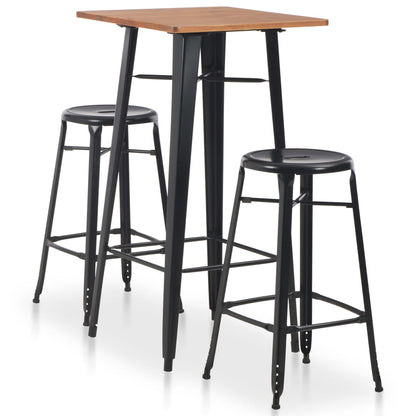 3-Teiliges Bar-Set Stahl Schwarz