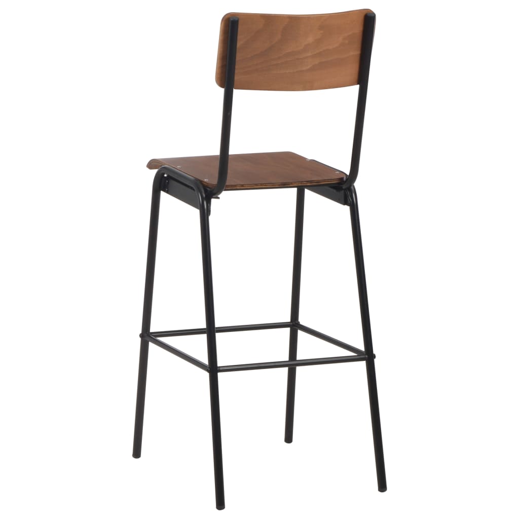 3-Teiliges Bar-Set Stahl Braun Schwarz