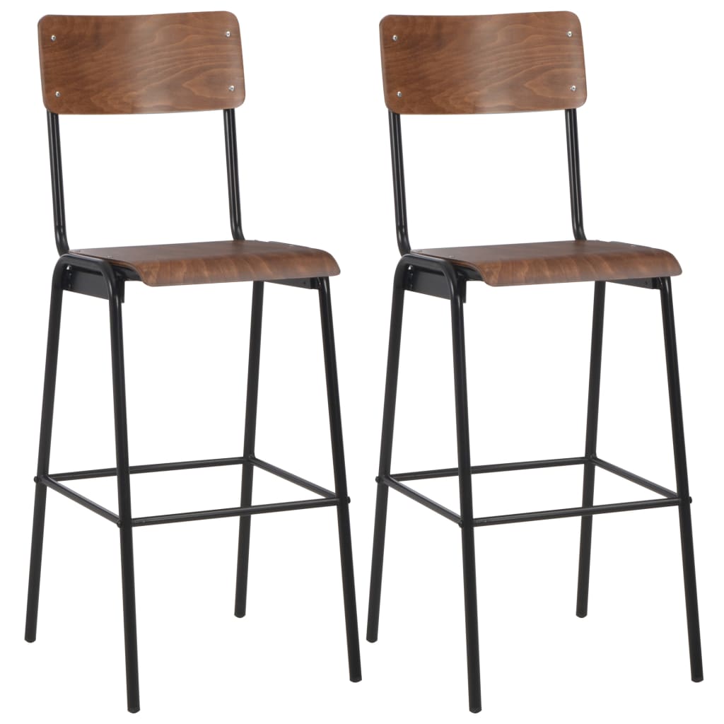 3-Teiliges Bar-Set Stahl Braun Schwarz