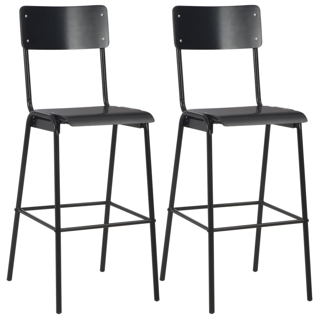 3-Teiliges Bar-Set Stahl Schwarz Braun