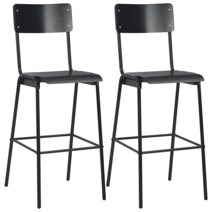 3-Teiliges Bar-Set Stahl Schwarz Braun