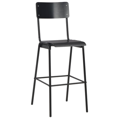 3-Teiliges Bar-Set Stahl Schwarz Braun