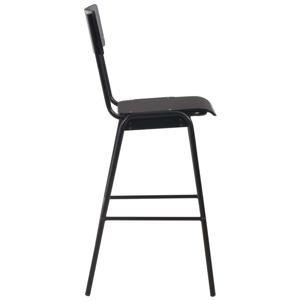 3-Teiliges Bar-Set Stahl Schwarz Braun