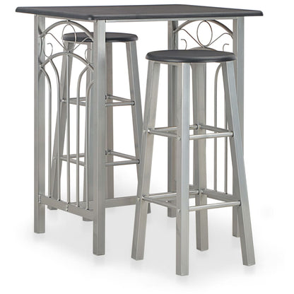 3-Tlg. Bar-Set Holz Und Stahl Schwarz