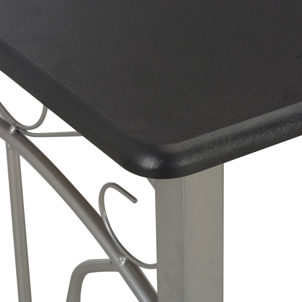 3-Tlg. Bar-Set Holz Und Stahl Schwarz