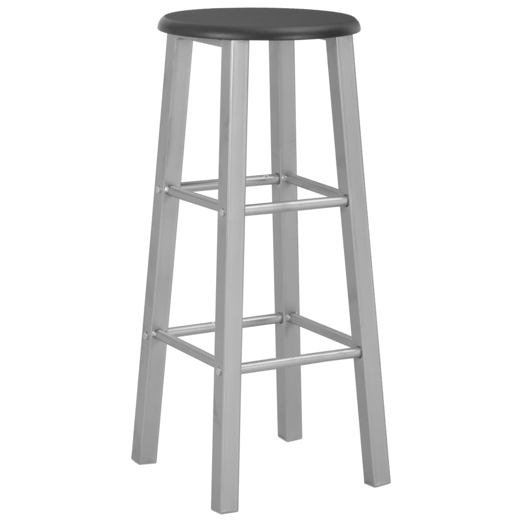 3-Tlg. Bar-Set Holz Und Stahl Schwarz