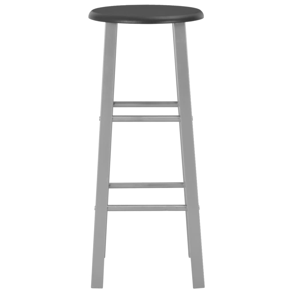 3-Tlg. Bar-Set Holz Und Stahl Schwarz