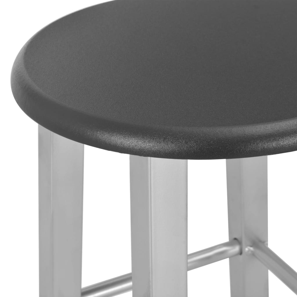 3-Tlg. Bar-Set Holz Und Stahl Schwarz