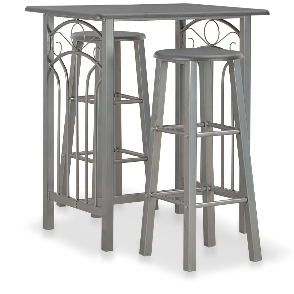3-Tlg. Bar-Set Holz Und Stahl Anthrazit