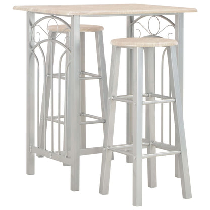 3-Tlg. Bar-Set Holz Und Stahl