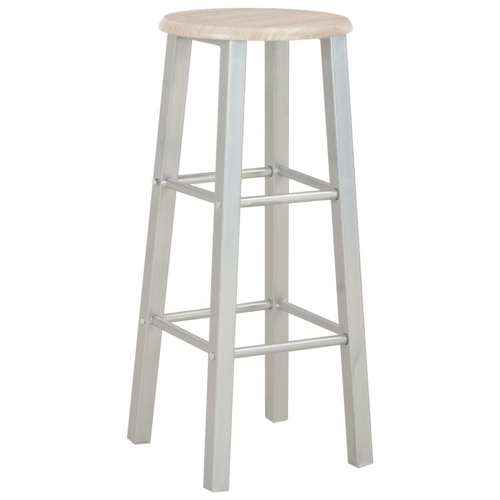 3-Tlg. Bar-Set Holz Und Stahl