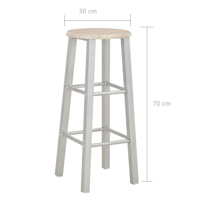 3-Tlg. Bar-Set Holz Und Stahl