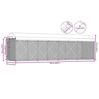 Outdoor-Hundezwinger Mit Überdachung 760X190X225 Cm