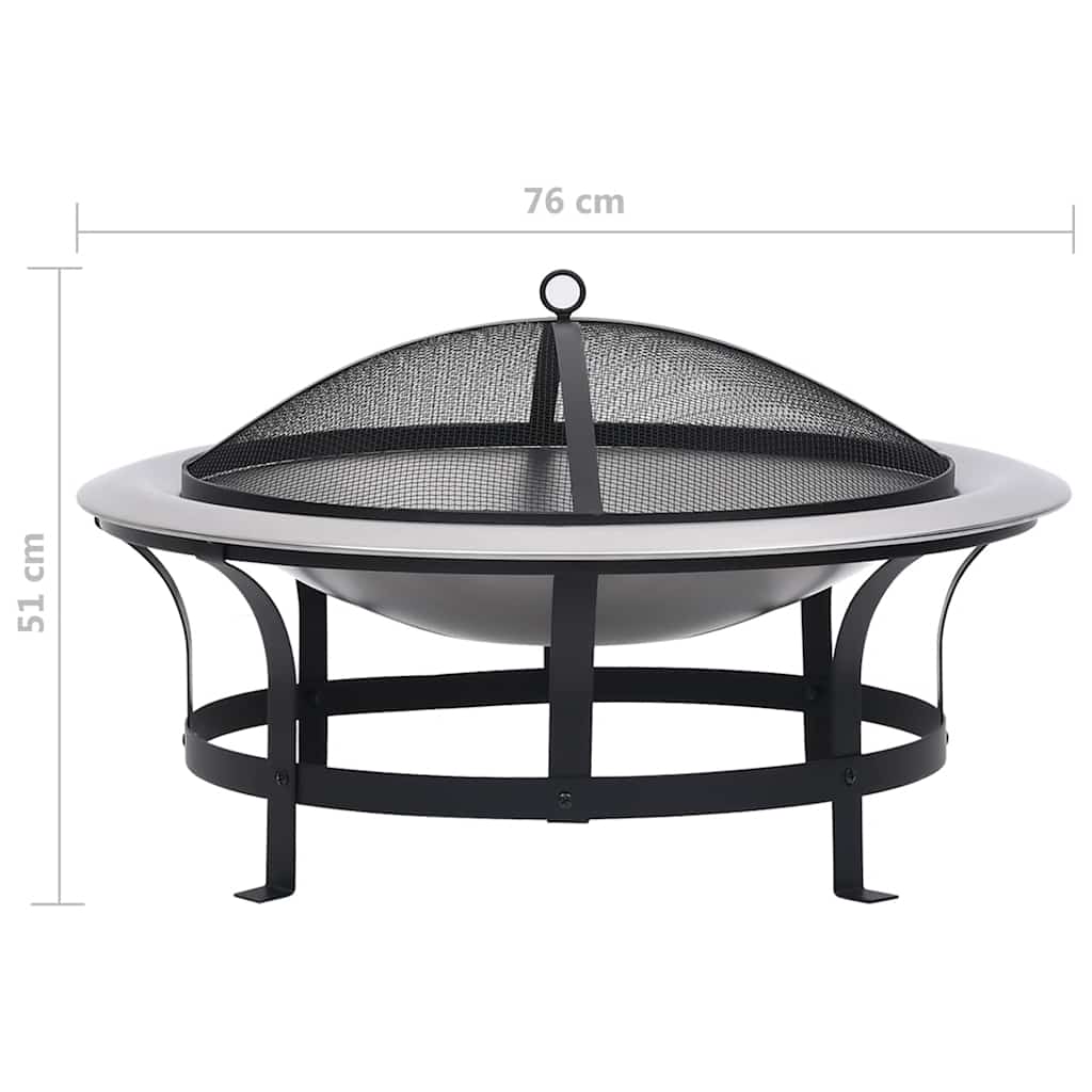 Garten-Feuerschale Mit Grill Edelstahl 76 Cm