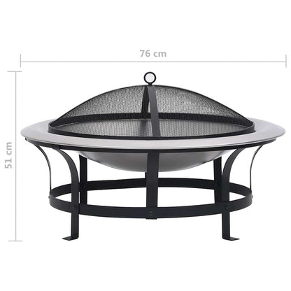 Garten-Feuerschale Mit Grill Edelstahl 76 Cm